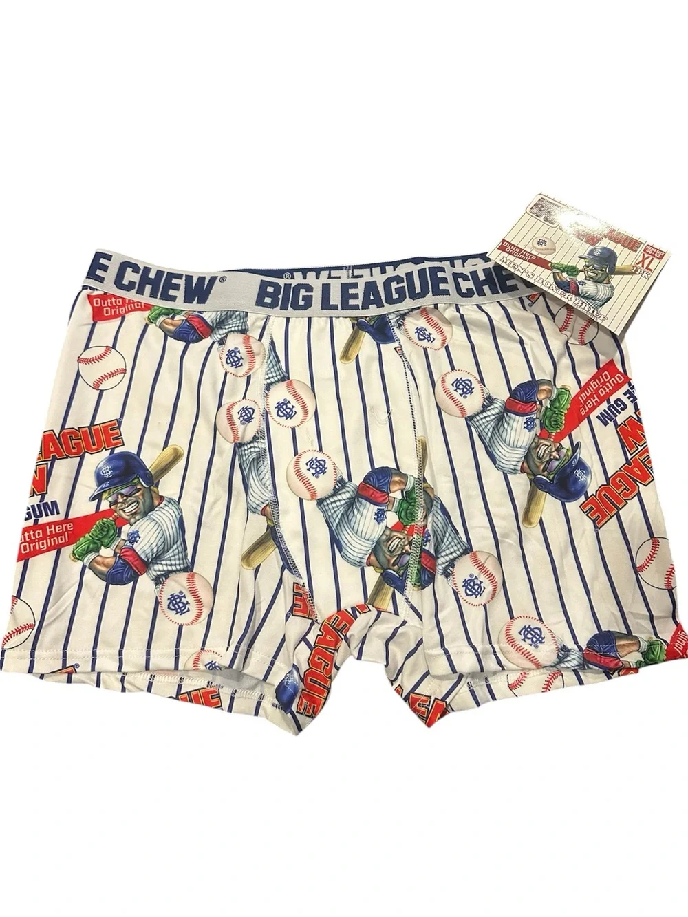 Men's Baseball Print Boxer Briefs - White/Blue